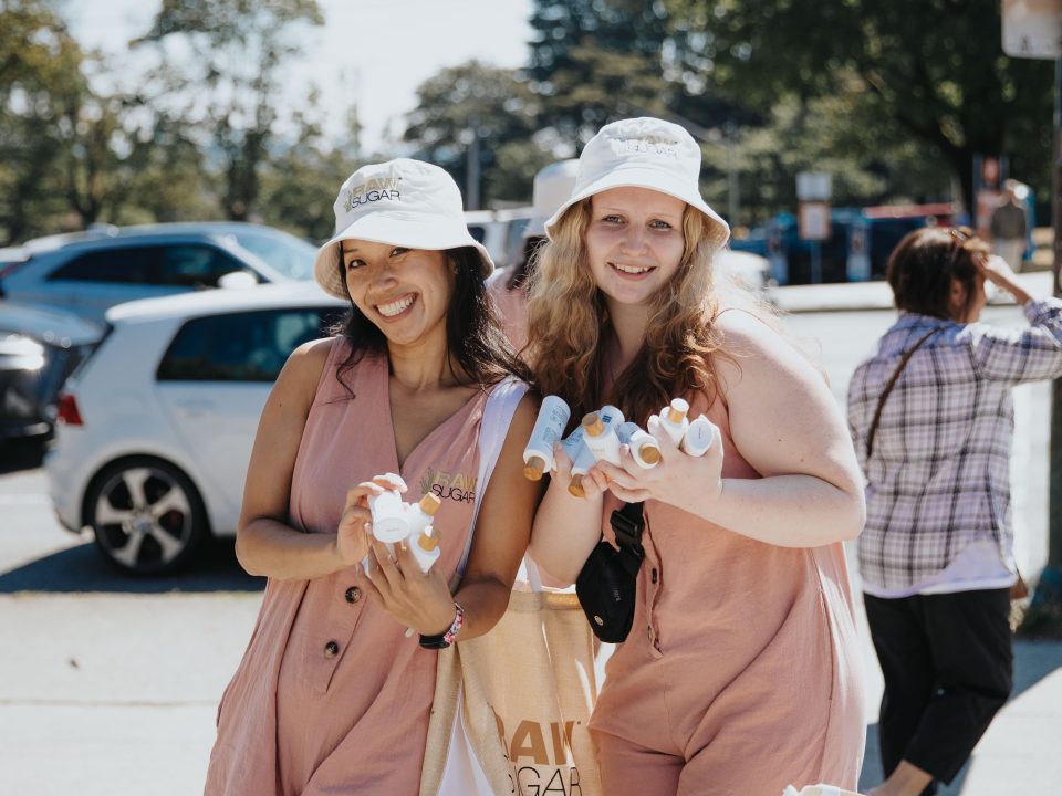 brand ambassadors giving out exit samples